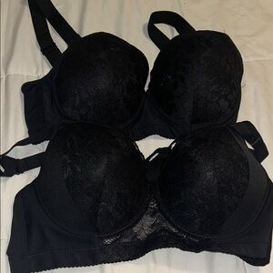 2 Women's Black  bras Lace  full support Bra with Underwire Support